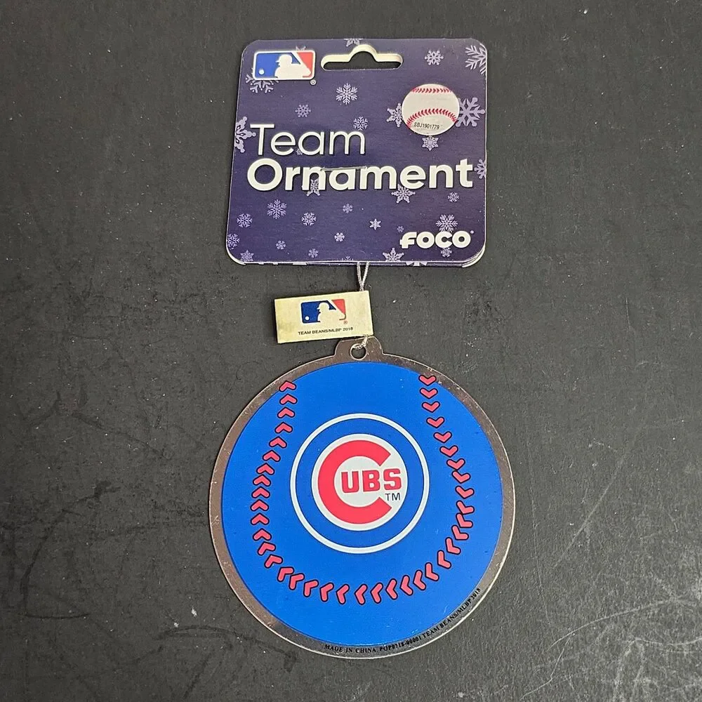 NWT Chicago Cubs Team Ornament Blue Baseball Metal Official MLB 3